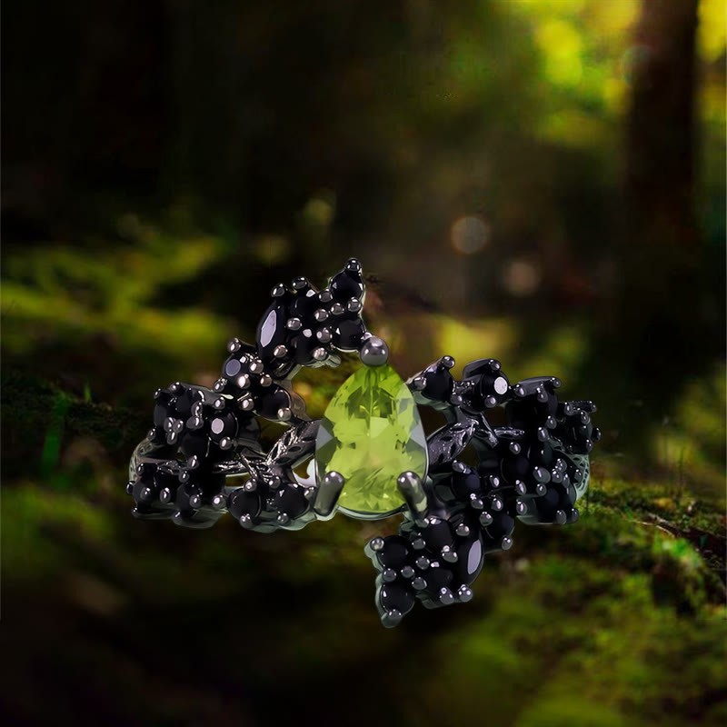 Bague Olivenorma Aphrodite's Bloom - Péridot et obsidienne - image 1