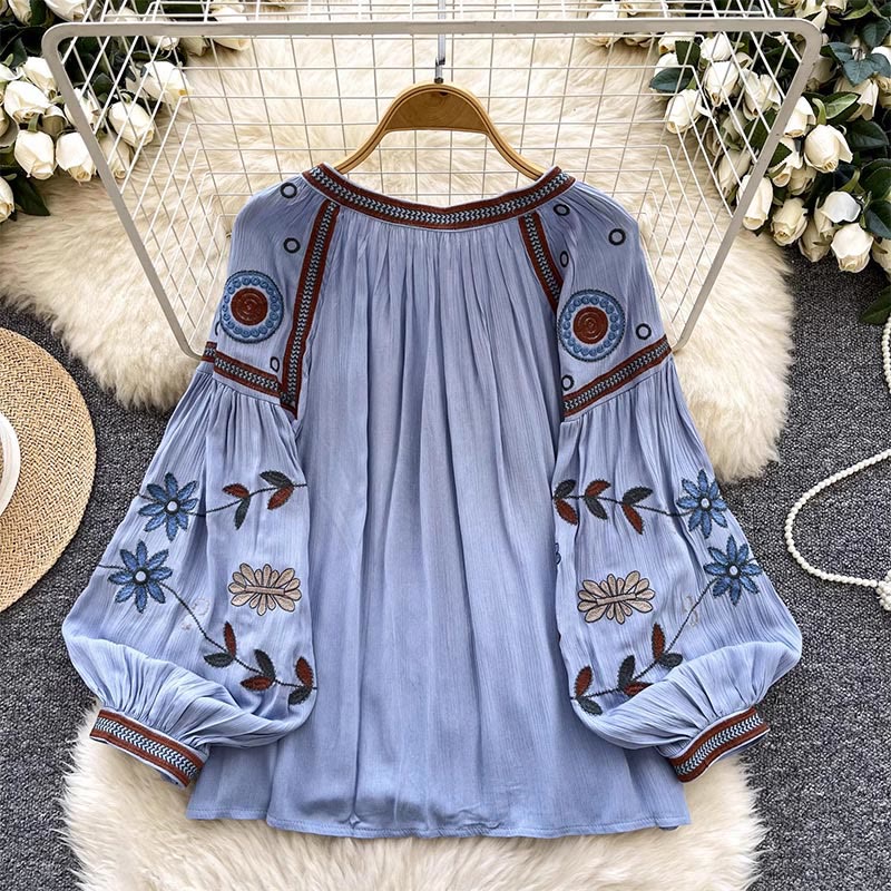 Chemise femme Olivenorma vintage brodée style cour européenne - image 1