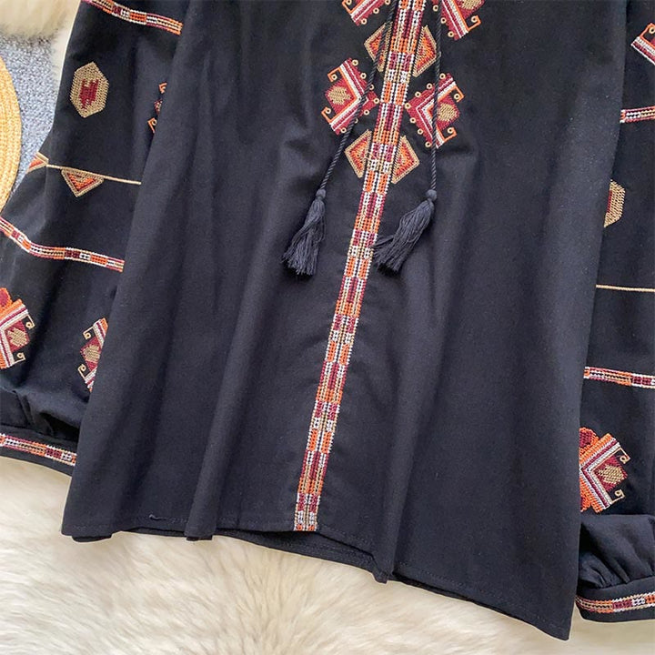 Chemise femme Olivenorma à manches lanternes et broderies de style ethnique - image 15