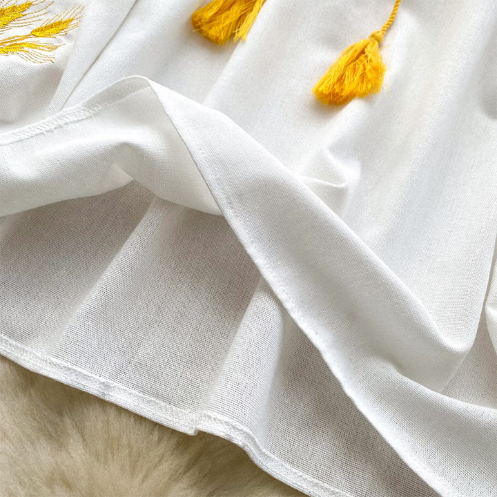 Chemise femme Olivenorma avec broderie épis de blé doré