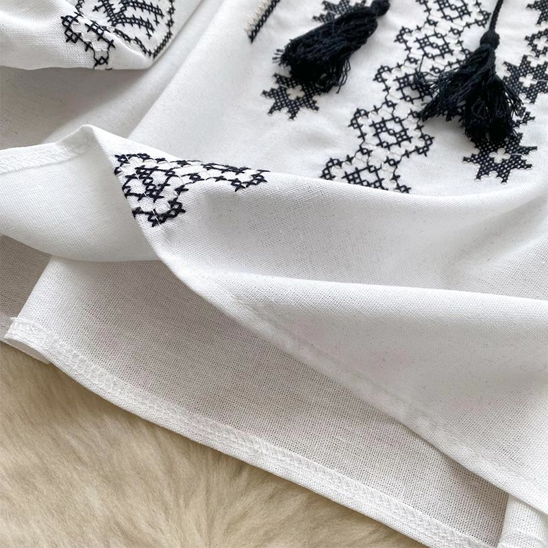 Chemise femme Olivenorma style bohème à broderies démocratiques