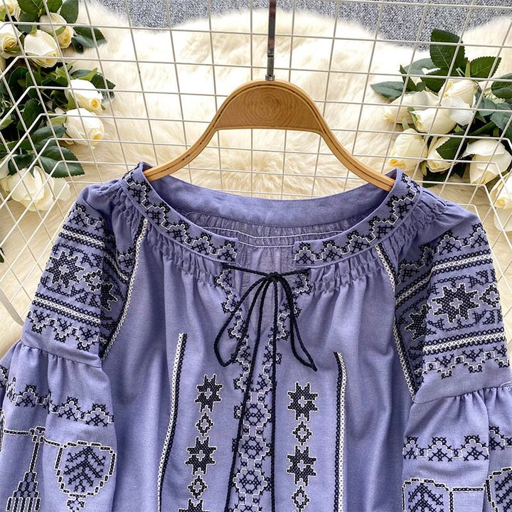Chemise femme Olivenorma style bohème à broderies démocratiques