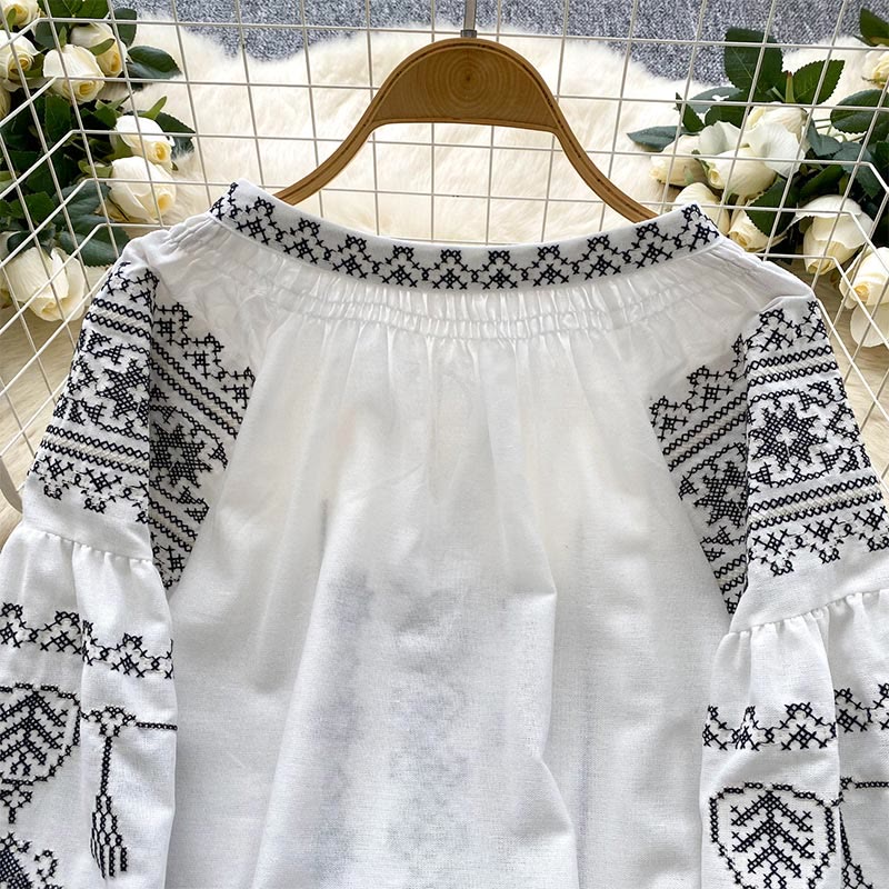 Chemise femme Olivenorma style bohème à broderies démocratiques