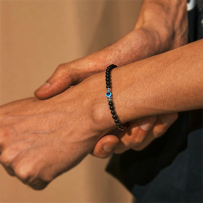 Bracelet Olivenorma « Âme protégée » en obsidienne contre le mauvais œil