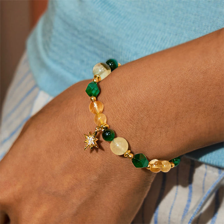 Bracelet de richesse Olivenorma « Voyage abondant » en œil de tigre vert