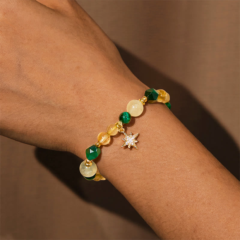 Bracelet de richesse Olivenorma « Voyage abondant » en œil de tigre vert