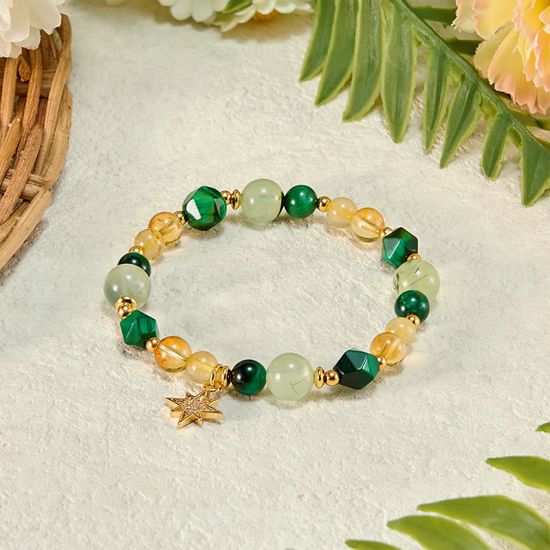 Bracelet de richesse Olivenorma « Voyage abondant » en œil de tigre vert