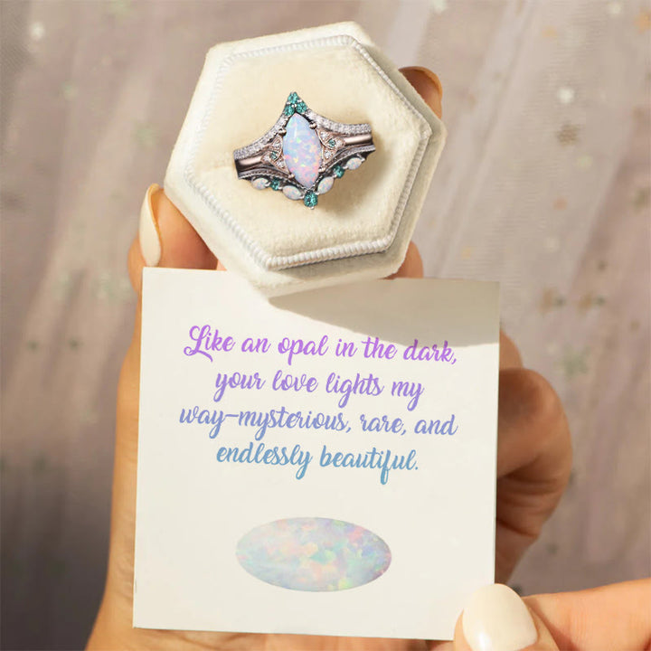 Ensemble de bagues de promesse Olivenorma Eternal Glow Opal - Opale et émeraude - États-Unis 10 - image 0