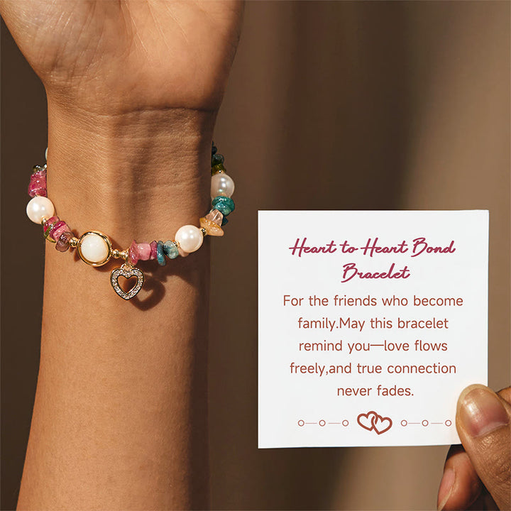 Bracelet Olivenorma « Heart to Heart Link » en tourmaline et perles