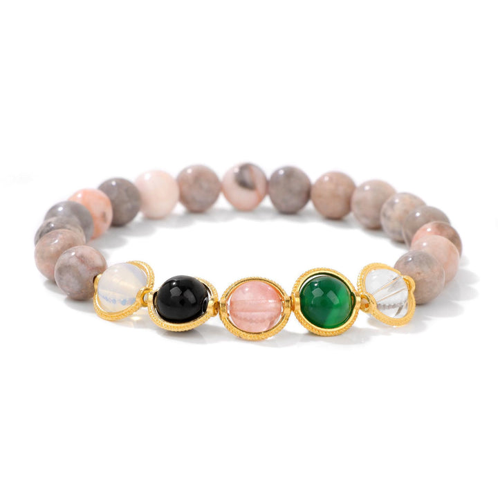 Bracelet Olivenorma en perles de grenat de 8 mm - Jaspe zébré rose - image 13