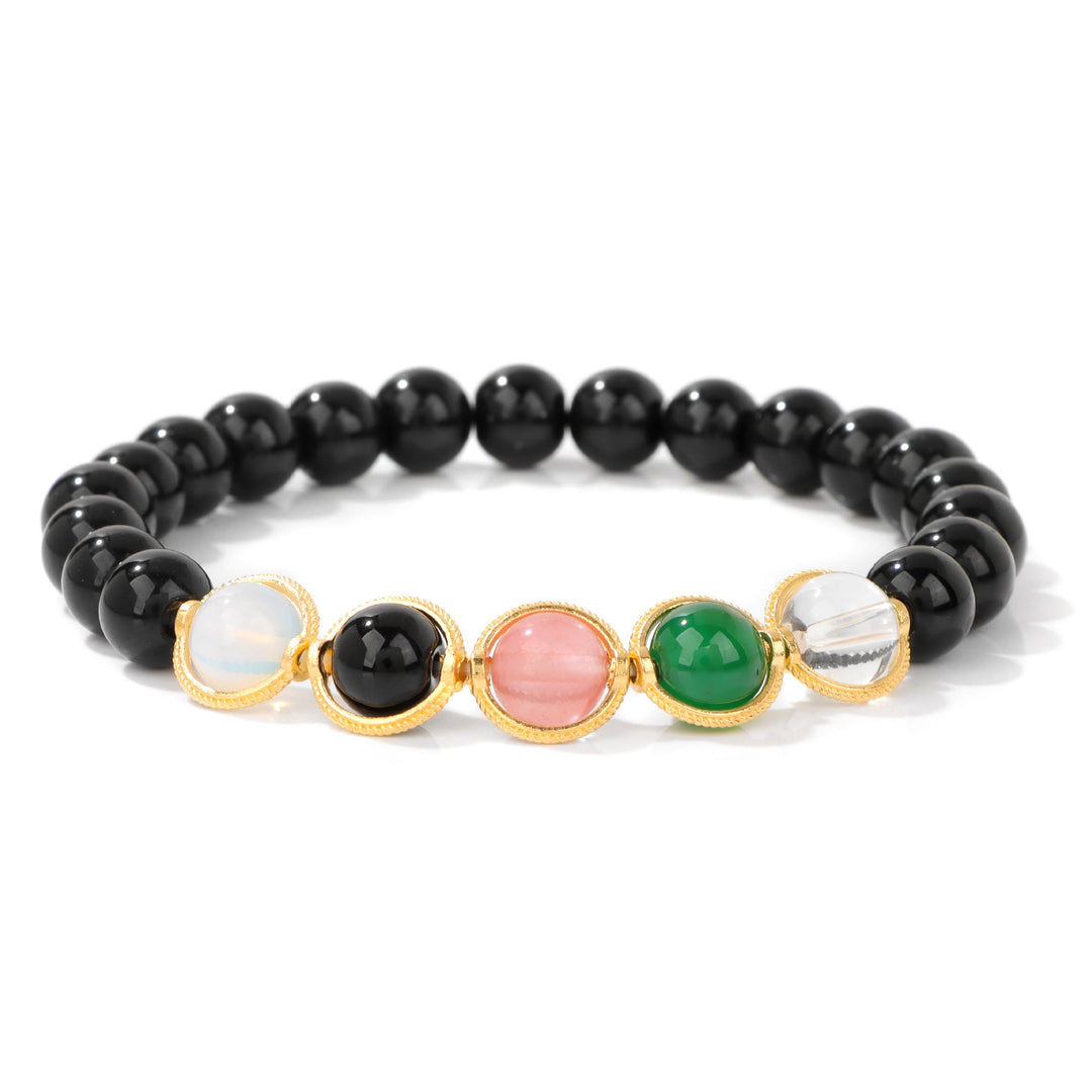 Bracelet Olivenorma en perles de grenat de 8 mm - Obsidienne - image 10