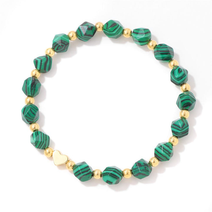 Bracelet Olivenorma en perles de cœur serties de pierres précieuses de 8 mm - image 2