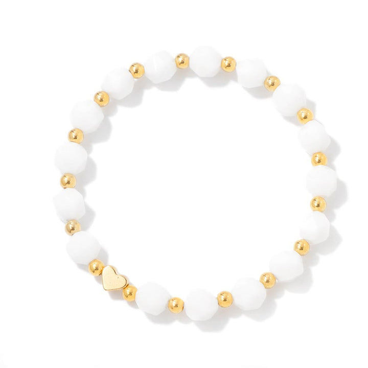 Bracelet Olivenorma en perles de cœur serties de pierres précieuses de 8 mm - Jade blanc - image 22