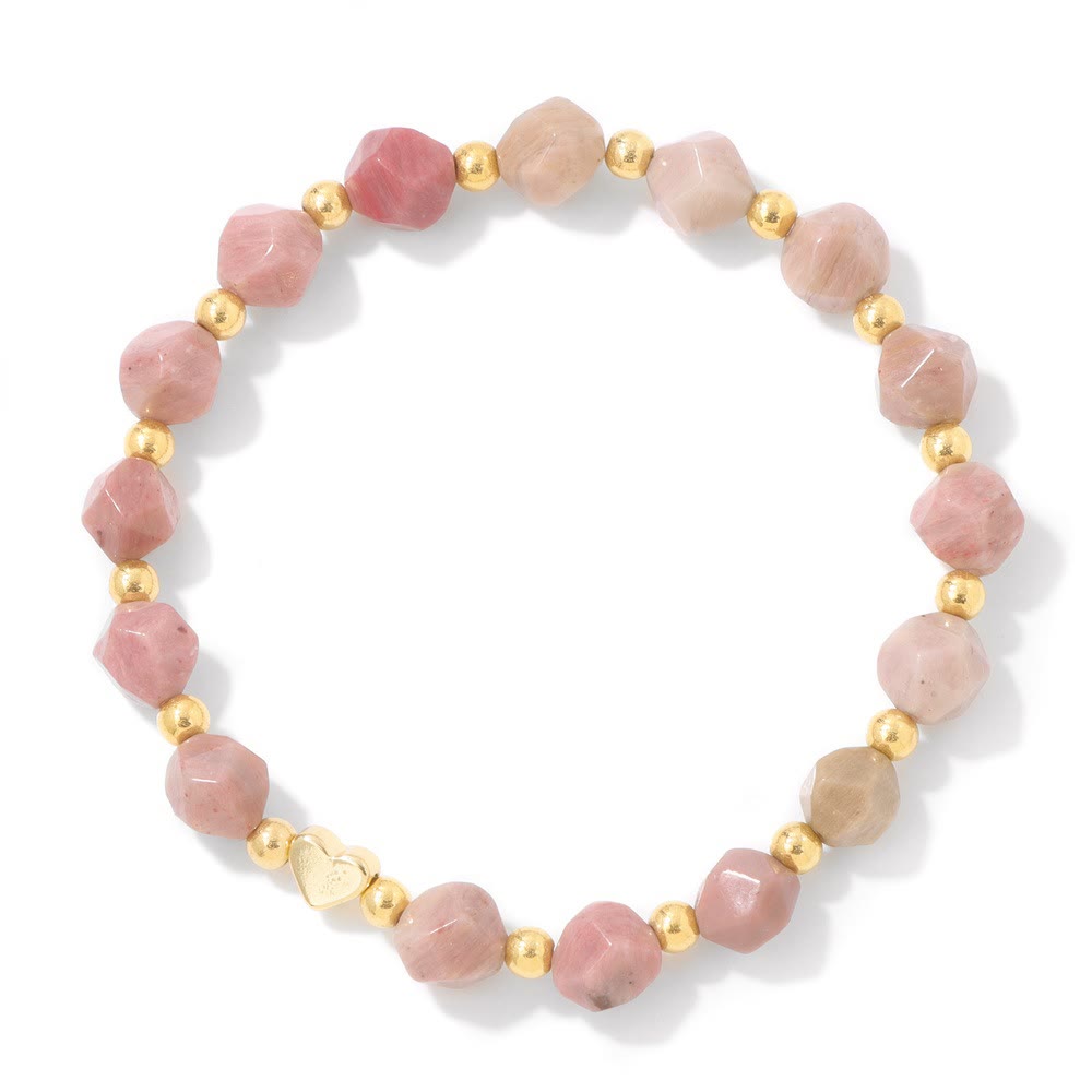 Bracelet Olivenorma en perles de cœur serties de pierres précieuses de 8 mm - Rhodochrosite - image 16