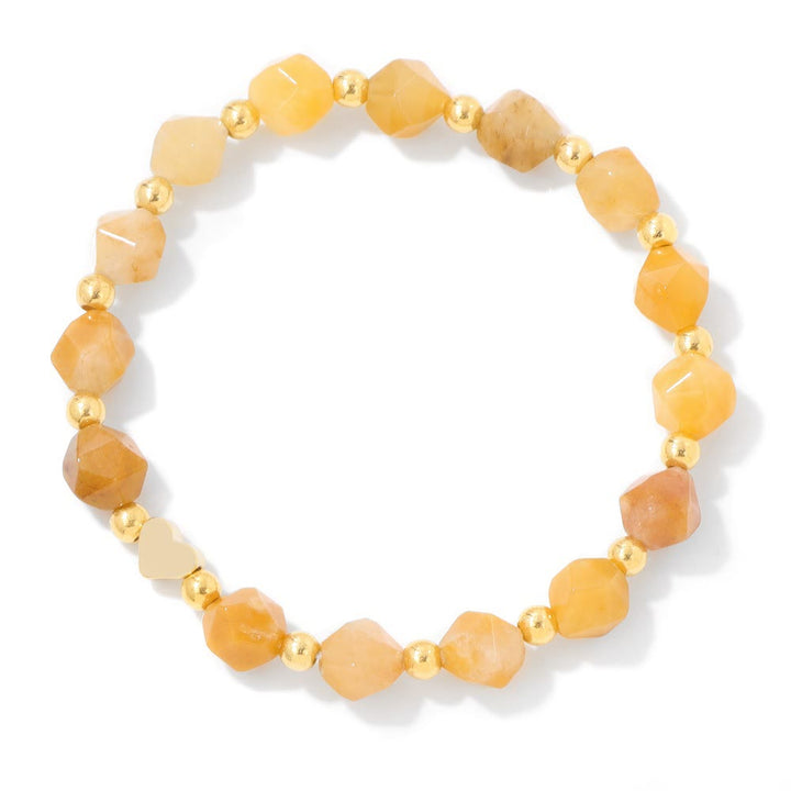 Bracelet Olivenorma en perles de cœur serties de pierres précieuses de 8 mm - Aventurine jaune - image 19