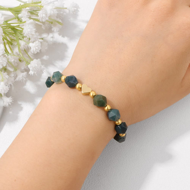 Bracelet Olivenorma en perles de cœur serties de pierres précieuses de 8 mm - image 5