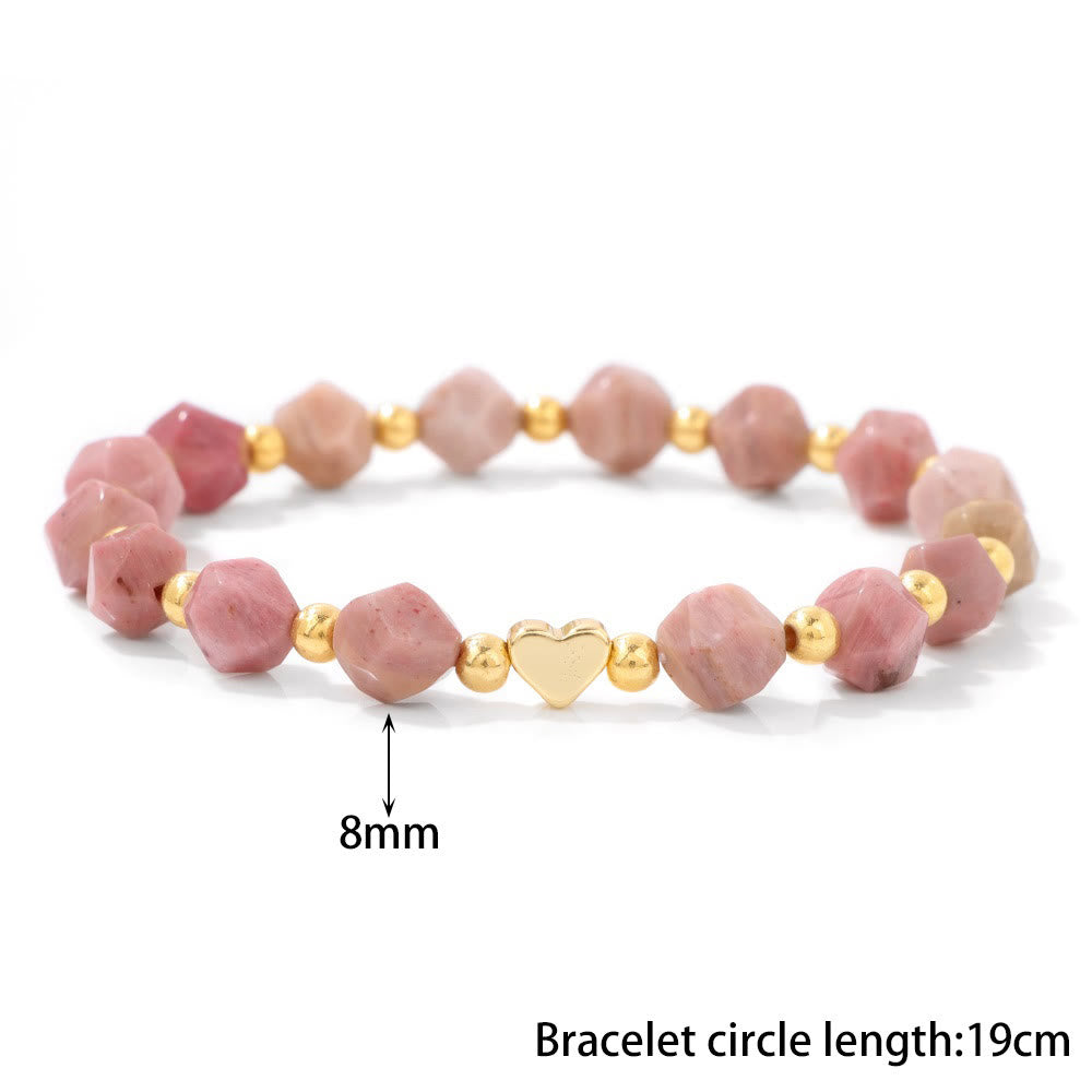 Bracelet Olivenorma en perles de cœur serties de pierres précieuses de 8 mm - image 17
