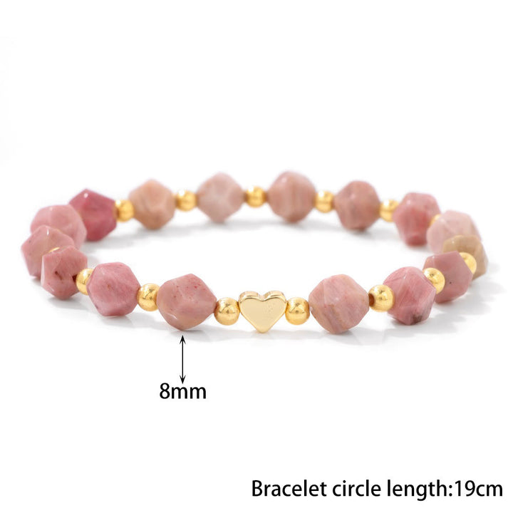 Bracelet Olivenorma en perles de cœur serties de pierres précieuses de 8 mm - image 17