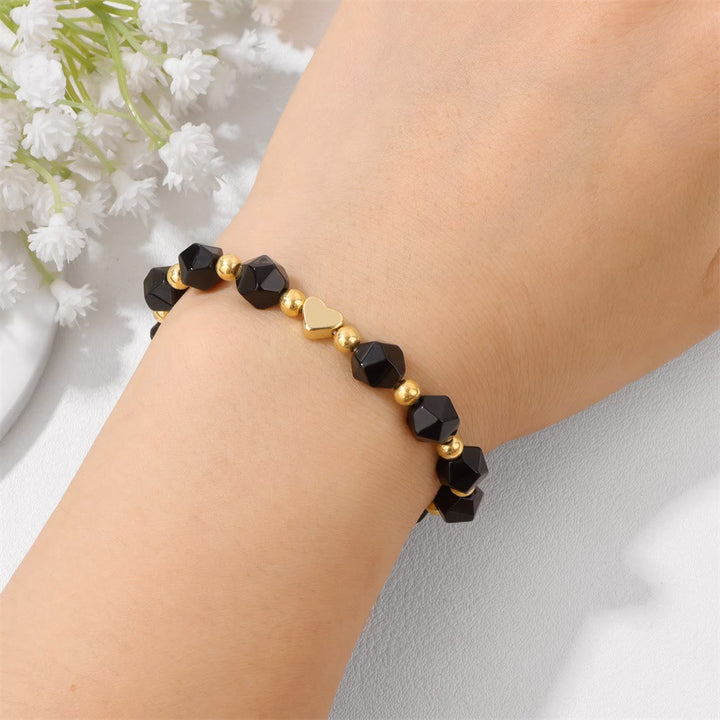 Bracelet Olivenorma en perles de cœur serties de pierres précieuses de 8 mm - image 10