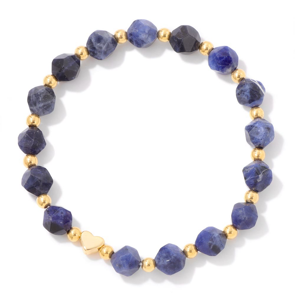 Bracelet Olivenorma en perles de cœur serties de pierres précieuses de 8 mm - Sodalite - image 12