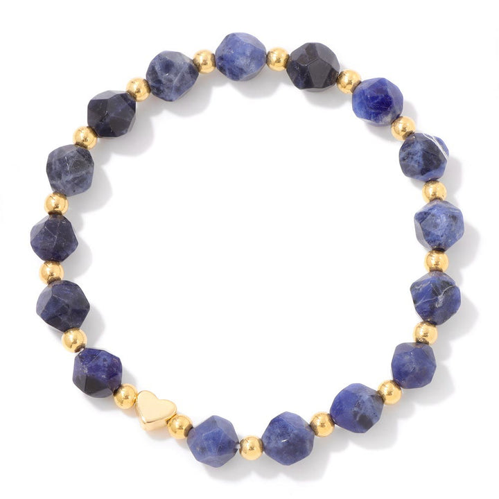 Bracelet Olivenorma en perles de cœur serties de pierres précieuses de 8 mm - Sodalite - image 12