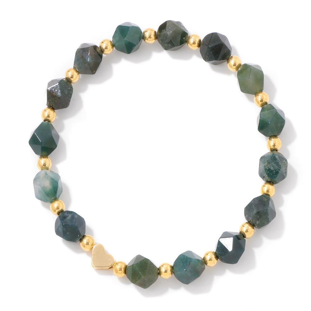 Bracelet Olivenorma en perles de cœur serties de pierres précieuses de 8 mm - image 6