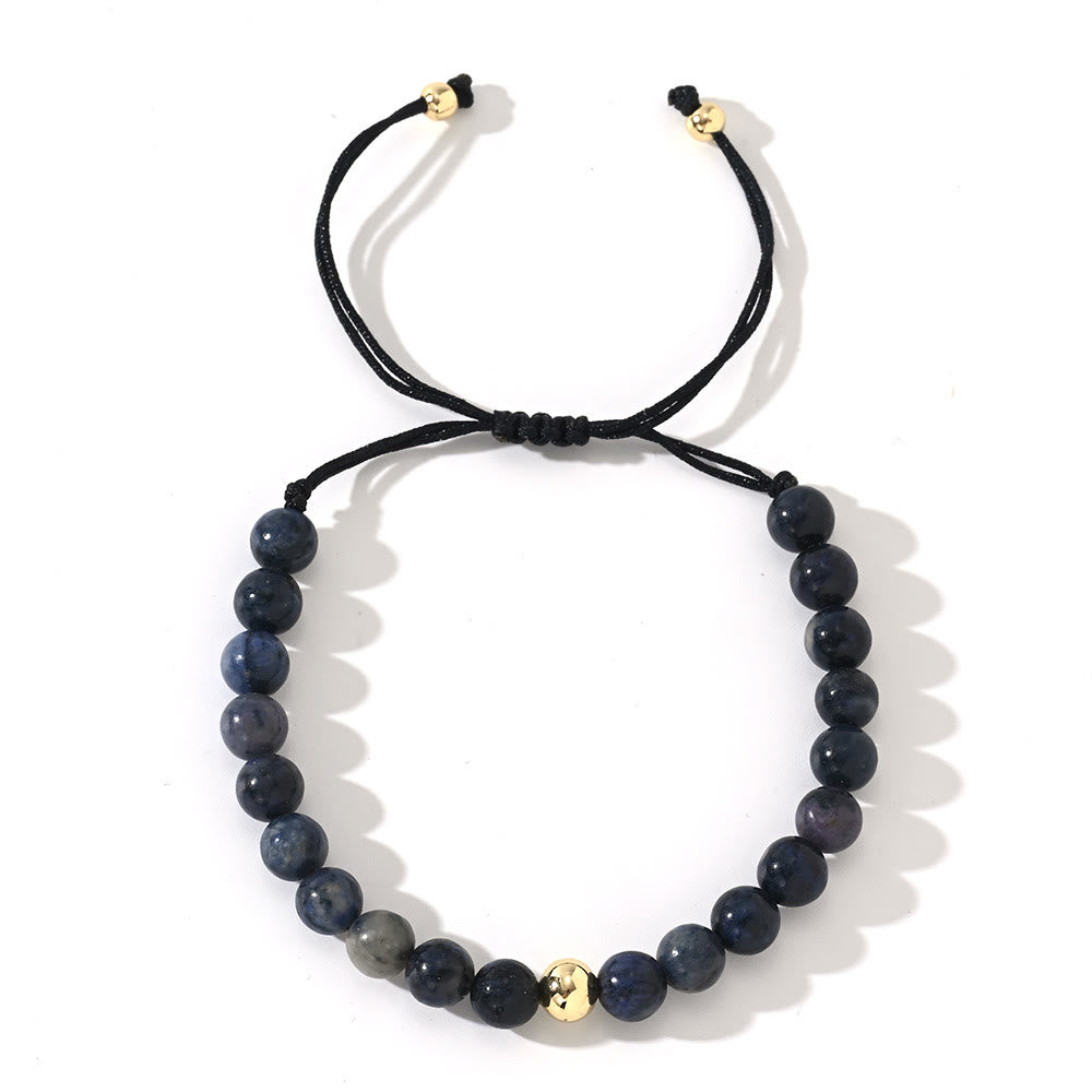 Bracelet tressé réglable en perles de cristal naturel Olivenorma - Sodalite - image 6