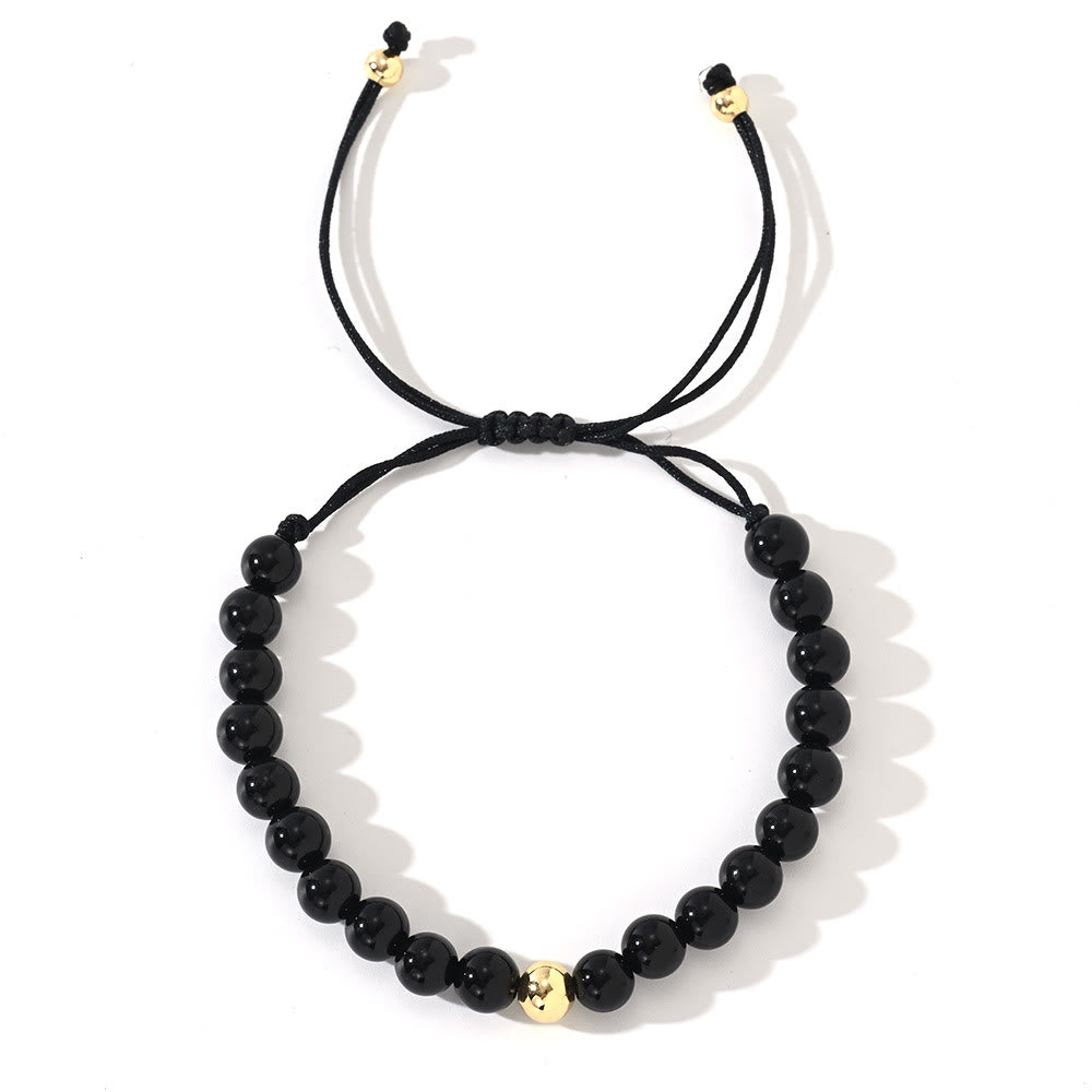 Bracelet tressé réglable en perles de cristal naturel Olivenorma - Obsidienne - image 8