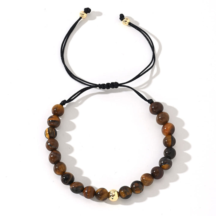 Bracelet tressé réglable en perles de cristal naturel Olivenorma - Œil de tigre - image 2