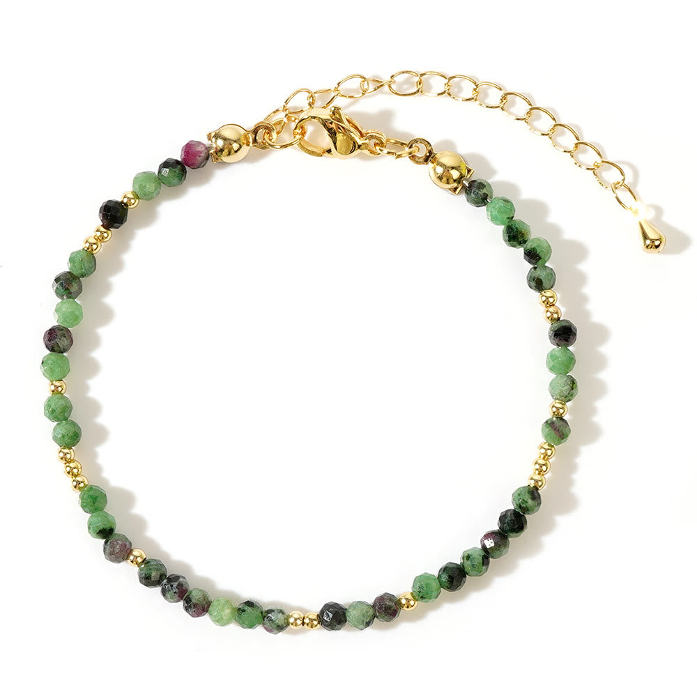 Bracelet ajustable Olivenorma en mini perles à facettes et pierres précieuses naturelles - image 7