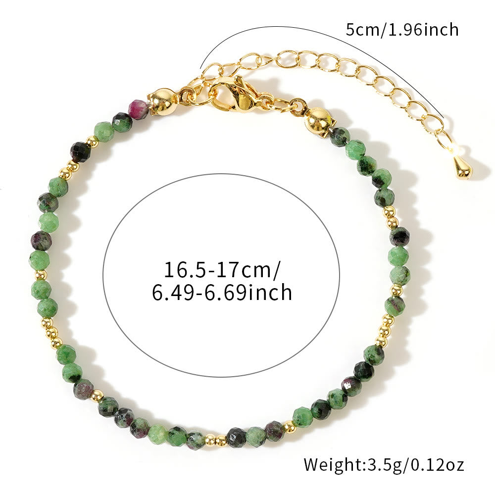 Bracelet ajustable Olivenorma en mini perles à facettes et pierres précieuses naturelles - image 8