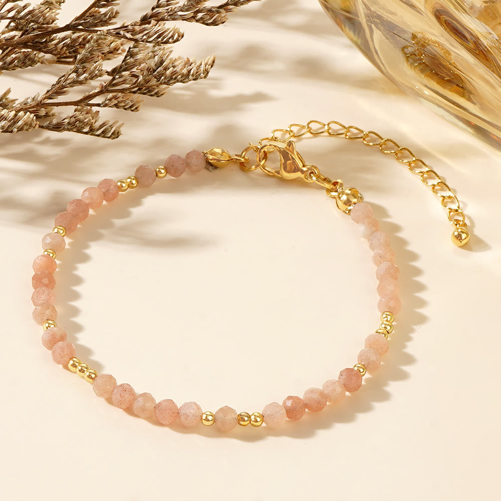 Bracelet ajustable Olivenorma en mini perles à facettes et pierres précieuses naturelles - Quartz fraise - image 19