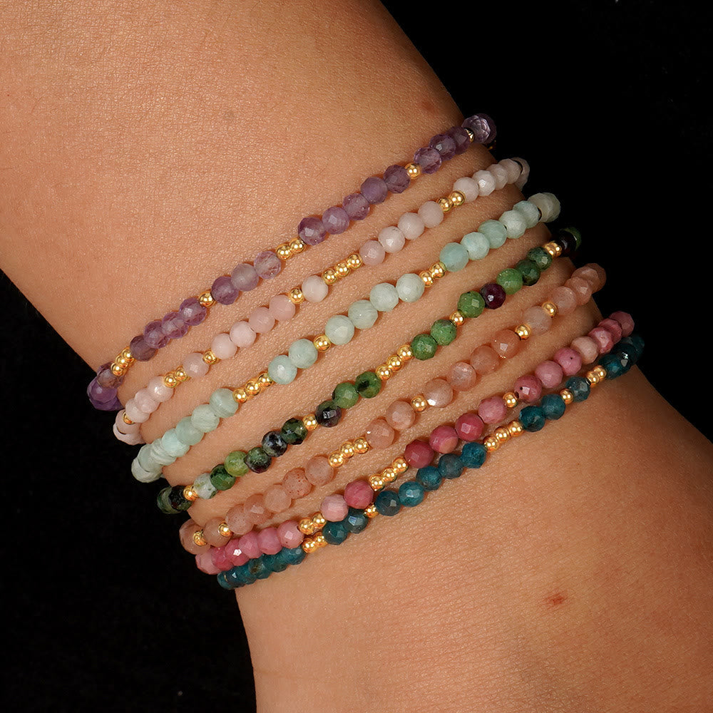 Bracelet ajustable Olivenorma en mini perles à facettes et pierres précieuses naturelles - image 26