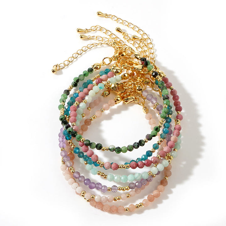Bracelet ajustable Olivenorma en mini perles à facettes et pierres précieuses naturelles - image 25