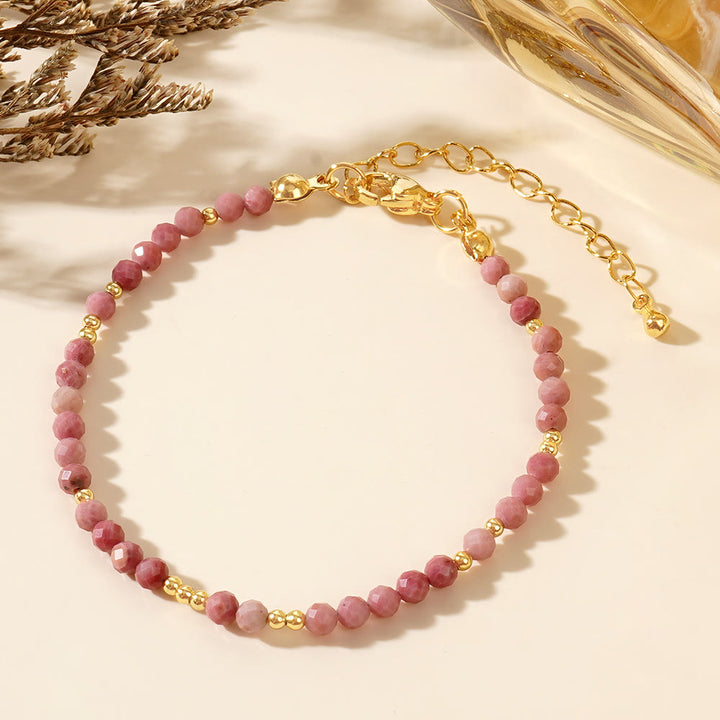 Bracelet ajustable Olivenorma en mini perles à facettes et pierres précieuses naturelles - Rhodochrosite - image 16