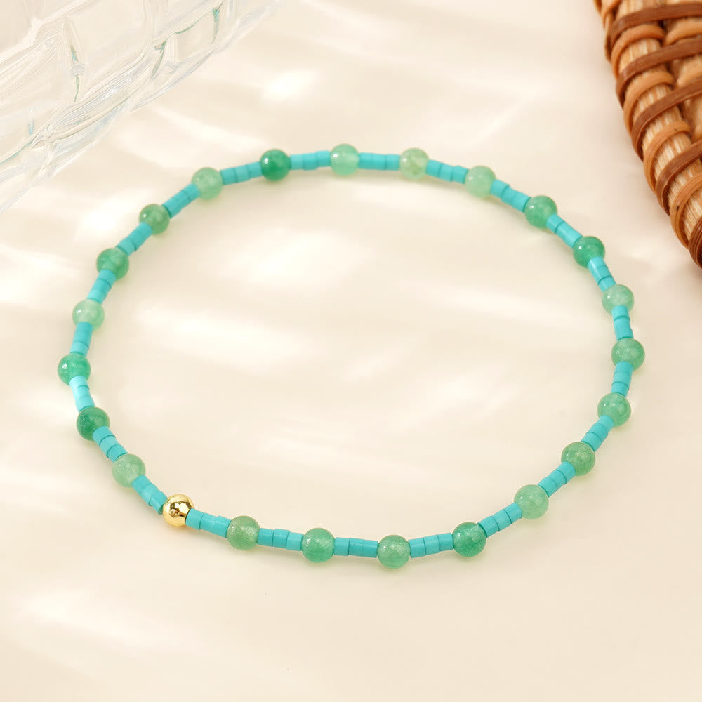 Bracelet élastique extensible Olivenorma Mini Beads Gemstone - Aventurine verte - image 2