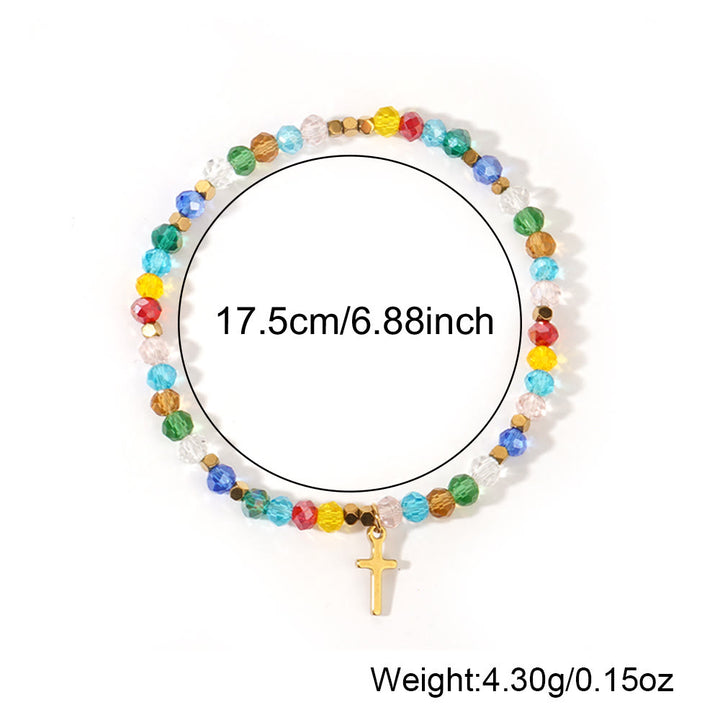 Bracelet extensible Olivenorma en mini perles et pierres précieuses « Dieu vous bénisse » - image 3