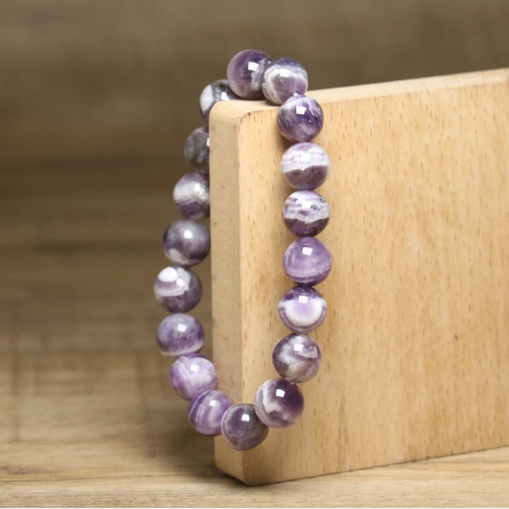 Bracelet élastique ajustable Olivenorma en améthyste fantaisie 10 mm - image 5