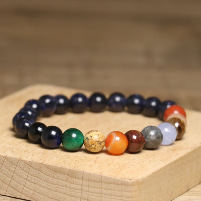 Bracelet Olivenorma en perles de pierres précieuses naturelles colorées de 8 mm - image 3