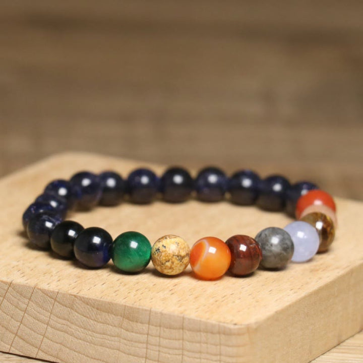 Bracelet Olivenorma en perles de pierres précieuses naturelles colorées de 8 mm - image 3