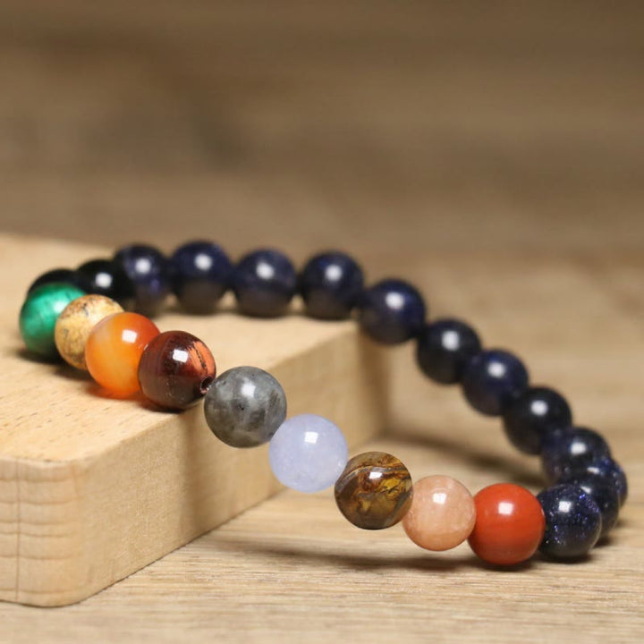 Bracelet Olivenorma en perles de pierres précieuses naturelles colorées de 8 mm - image 4