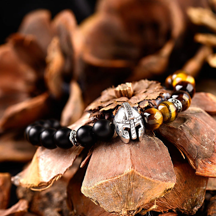 Bracelet réglable Olivenorma en pierres précieuses de 8 mm avec casque de guerrier spartiate - image 15