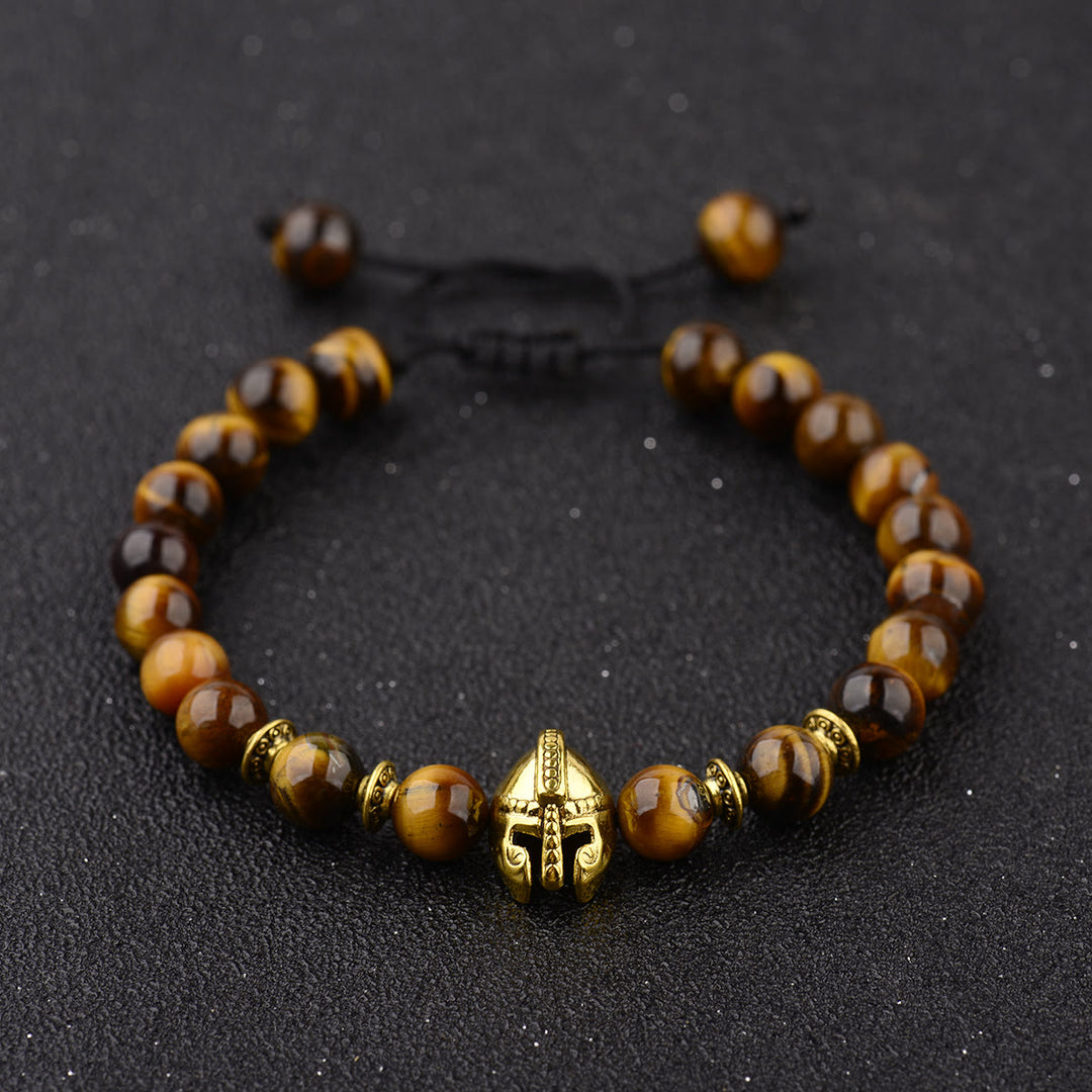 Bracelet réglable Olivenorma en pierres précieuses de 8 mm avec casque de guerrier spartiate - image 9