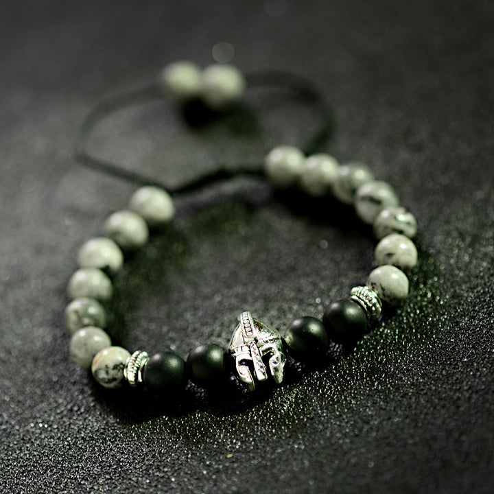 Bracelet réglable Olivenorma en pierres précieuses de 8 mm avec casque de guerrier spartiate - image 17