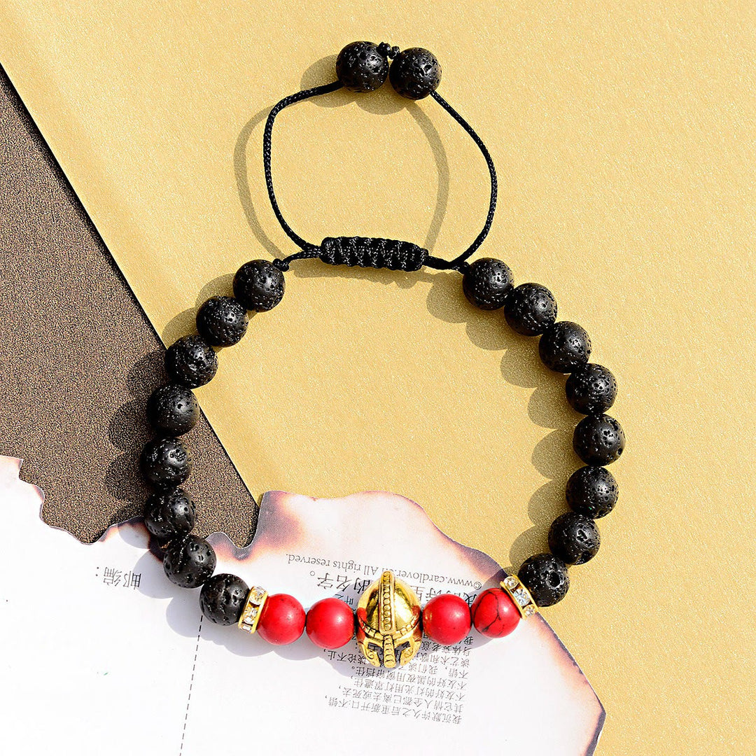 Bracelet réglable Olivenorma en pierres précieuses de 8 mm avec casque de guerrier spartiate - image 2