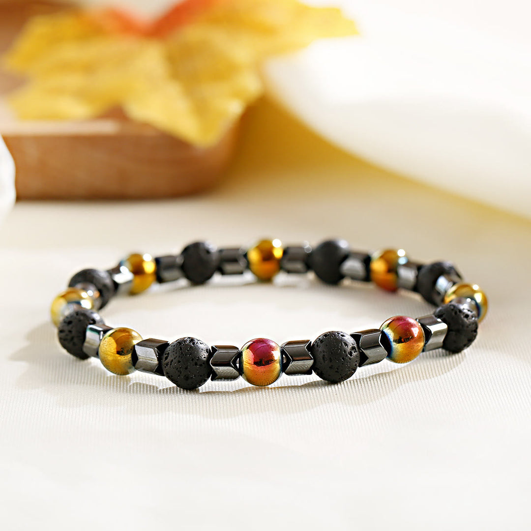 Bracelet extensible Olivenorma en perles de lave et hématite de 8 mm - image 10
