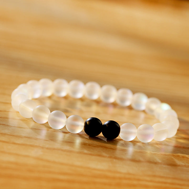 Bracelet extensible Olivenorma en pierre de lune et onyx noir Besties - image 3