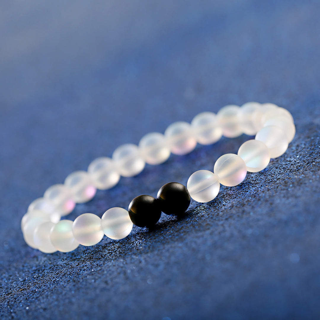 Bracelet extensible Olivenorma en pierre de lune et onyx noir Besties - image 2