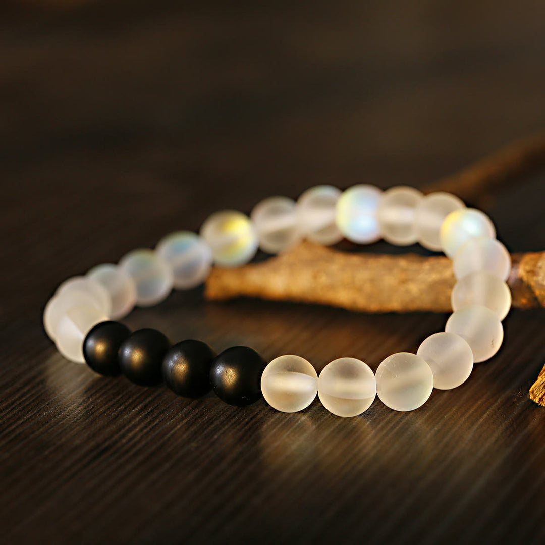 Bracelet extensible Olivenorma en pierre de lune et onyx noir Besties - image 6