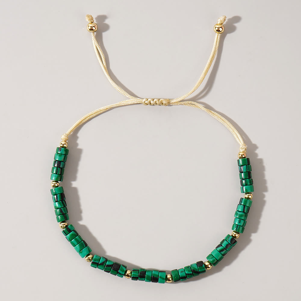 Bracelet réglable Olivenorma en perles de cristal naturel avec mini pierres précieuses de 3 mm - Malachite - image 5